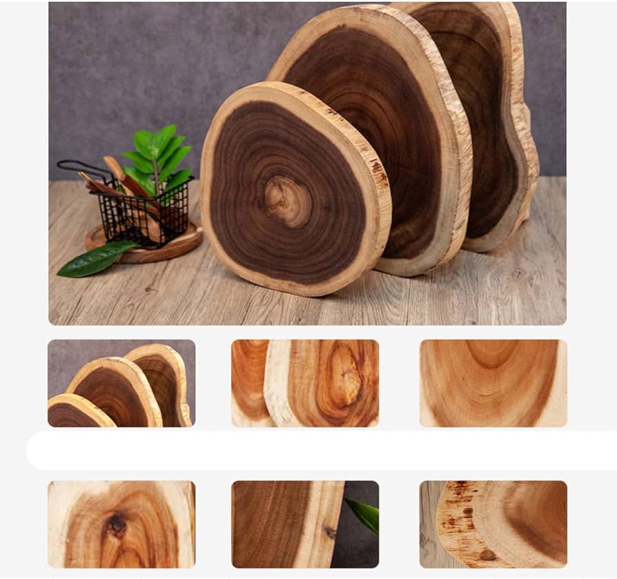 Amazon｜[GZGZ] チークウッドの輪切りステージトレイ 約22-27cm