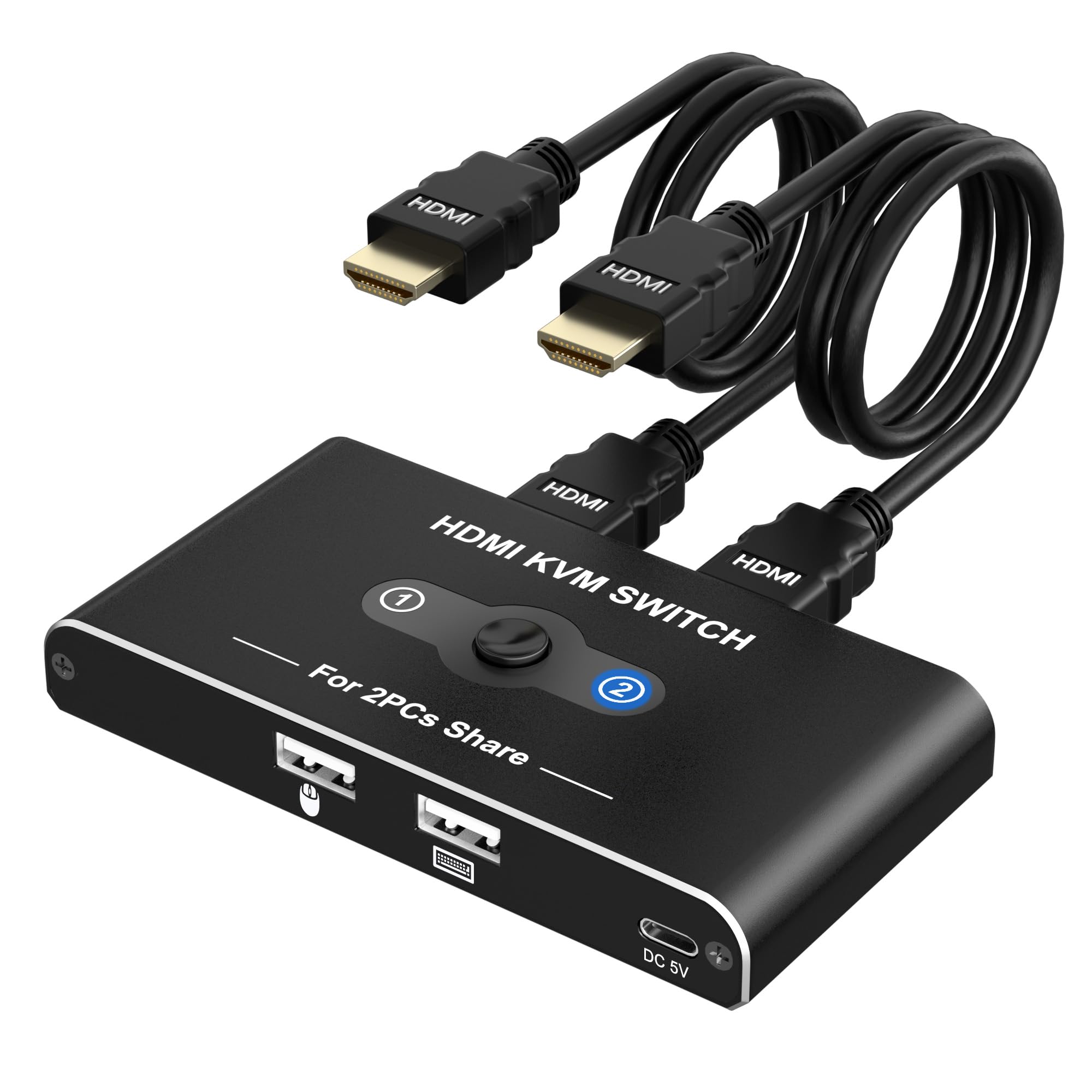 Amazon.co.jp: USB 切替器 KVMスイッチ HDMI 2入力1出力 パソコン2台