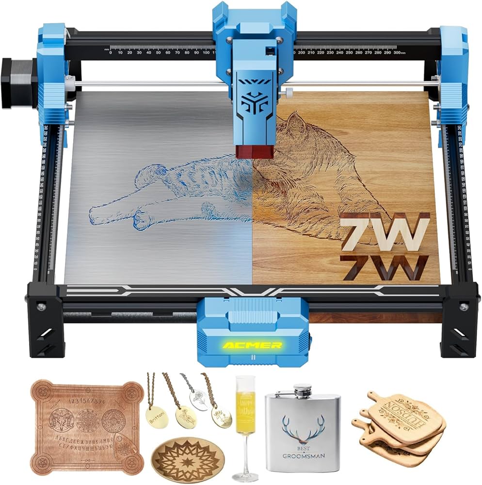 Amazon | ACMER S2 レーザー彫刻機 7000mW クラス1 高精度 ミニ 彫刻機