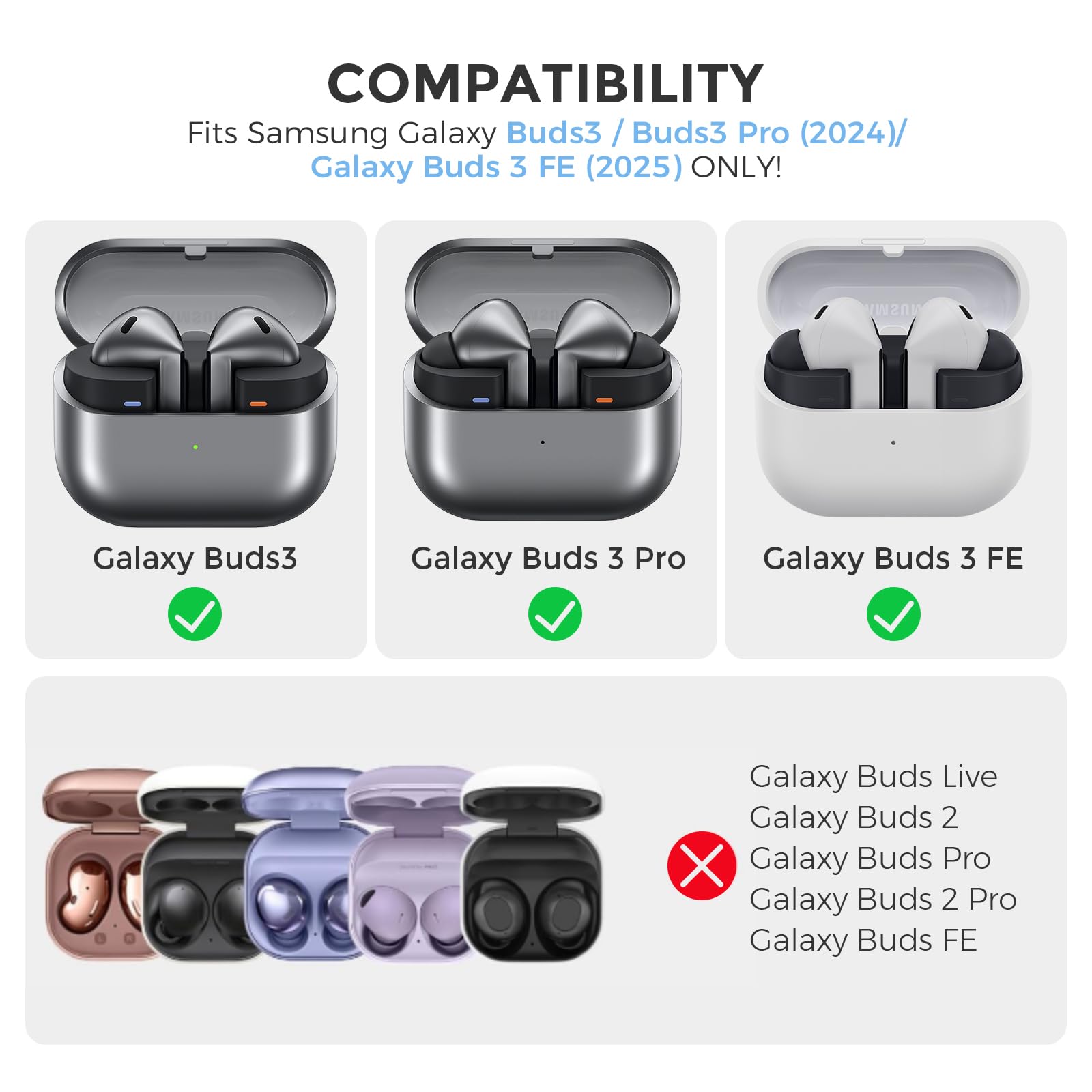Amazon | AhaStyle Samsung Galaxy Buds3 FE (2025)/Buds3 Pro/Buds 3