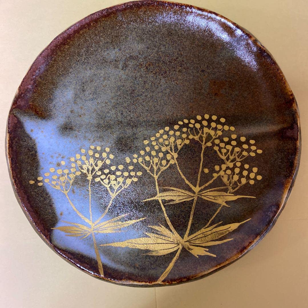 たち吉 特選 青嵐 安田道雄 金銀彩草花銘々皿