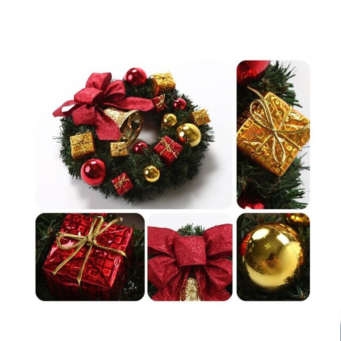 Amazon.co.jp: かわいい クリスマスリース ゴールド リボン 金 鈴 ベル