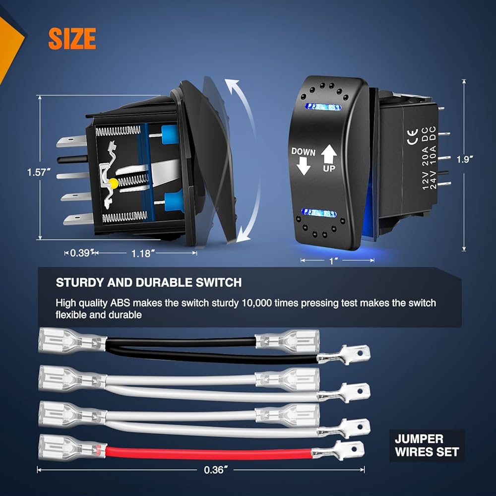 Amazon.co.jp: Nilight ダウンアップ極性リバーススイッチ DPDT 20A 7