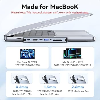 Amazon.com: USB C Hub Adapter for MacBook Pro Air 2022 2021 2020