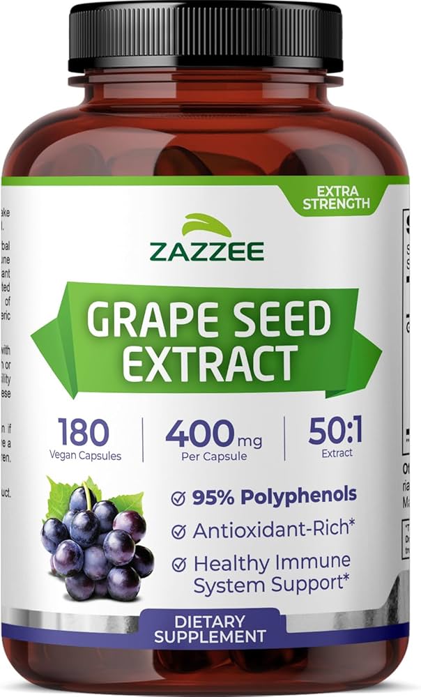 Amazon.com: Zazzee High Strength Grape Seed 50:1 Extract, 180