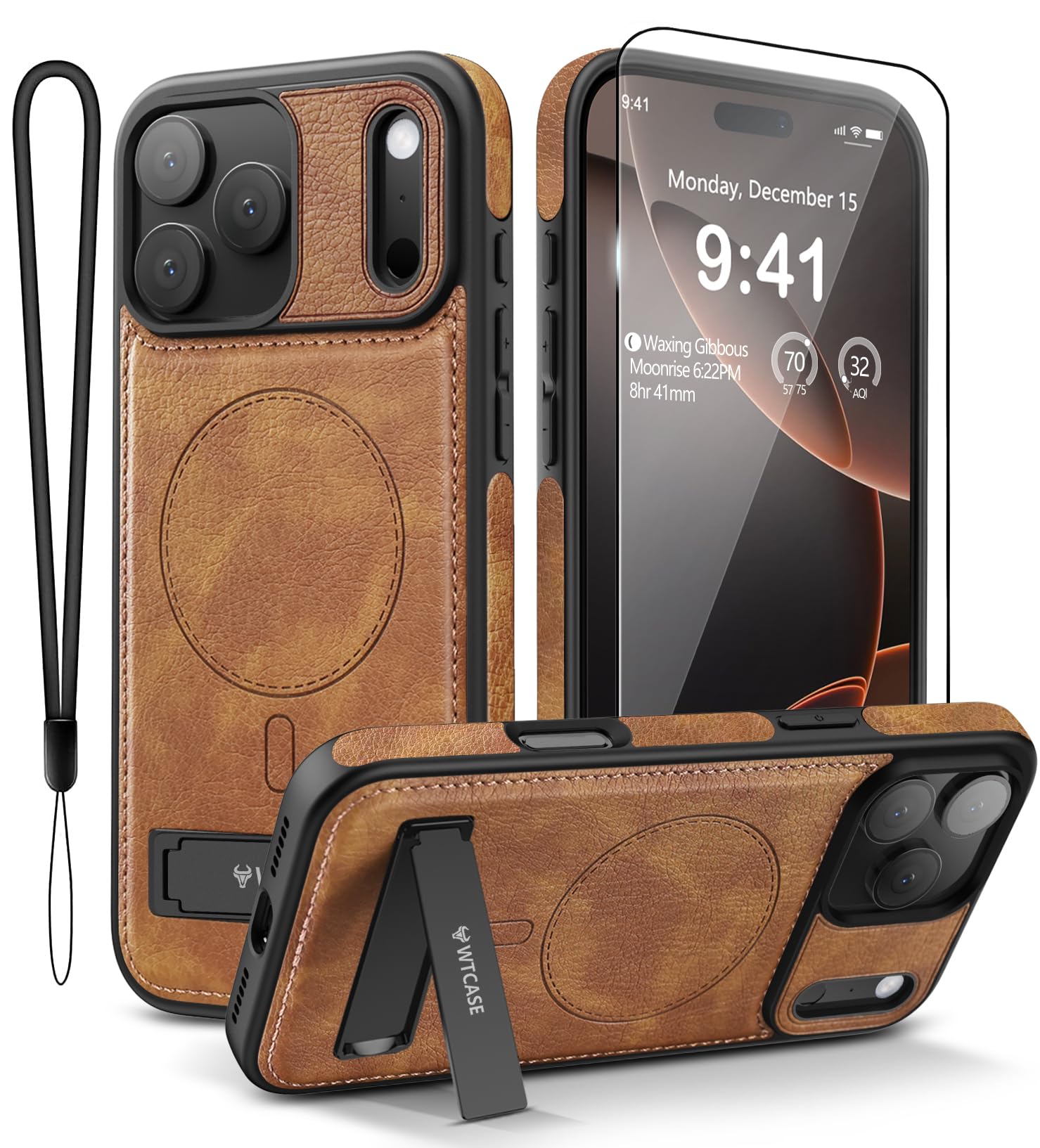 Amazon.com: WTCASE Magnetic for iPhone 17 Pro Leather Case,Built