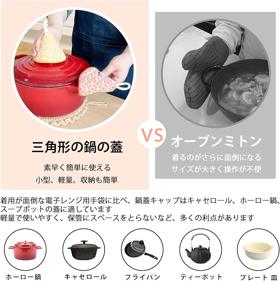 Amazon.co.jp: [LANGYU] 三角鍋つかみ 刺繍なべつかみ 耐熱 2個セット