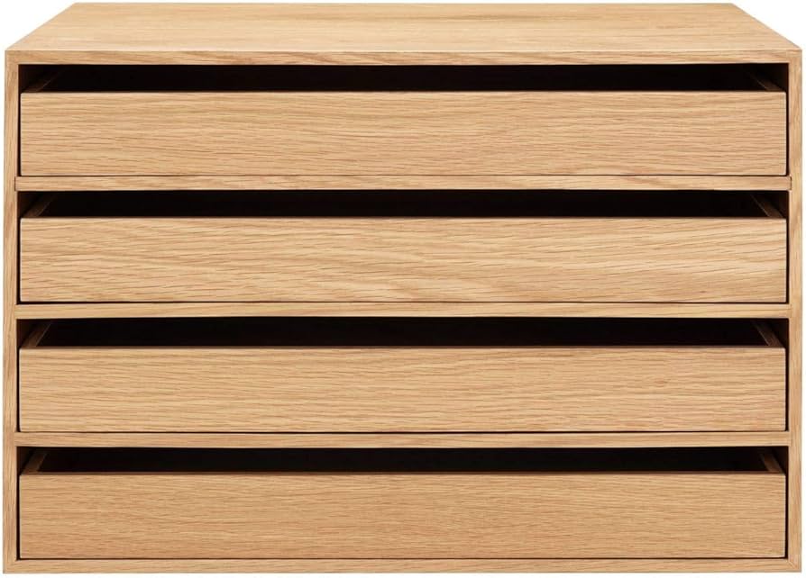 Amazon｜無印良品 木製収納ケース・引出式・4段・ワイド・オーク材 約