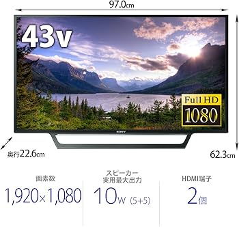 Amazon.co.jp: Sony KJ-43W730E 43V LCD TV, Bravia, Full High