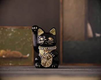 Amazon.co.jp: ご縁猫 ミリオネアキャット(S-SIZE 黒 Black）右手あげ