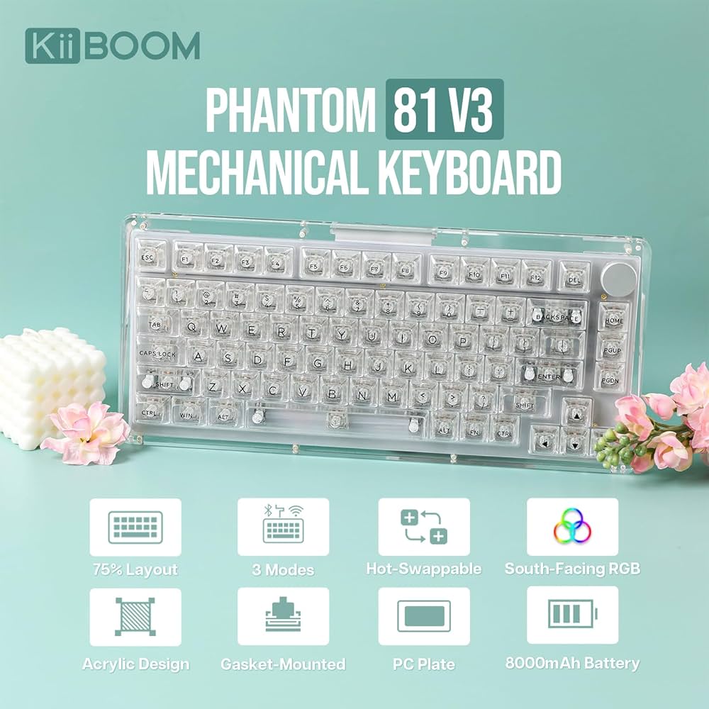 Amazon | KiiBoom Phantom 81 V3 75% 透明メカニカルゲーミング