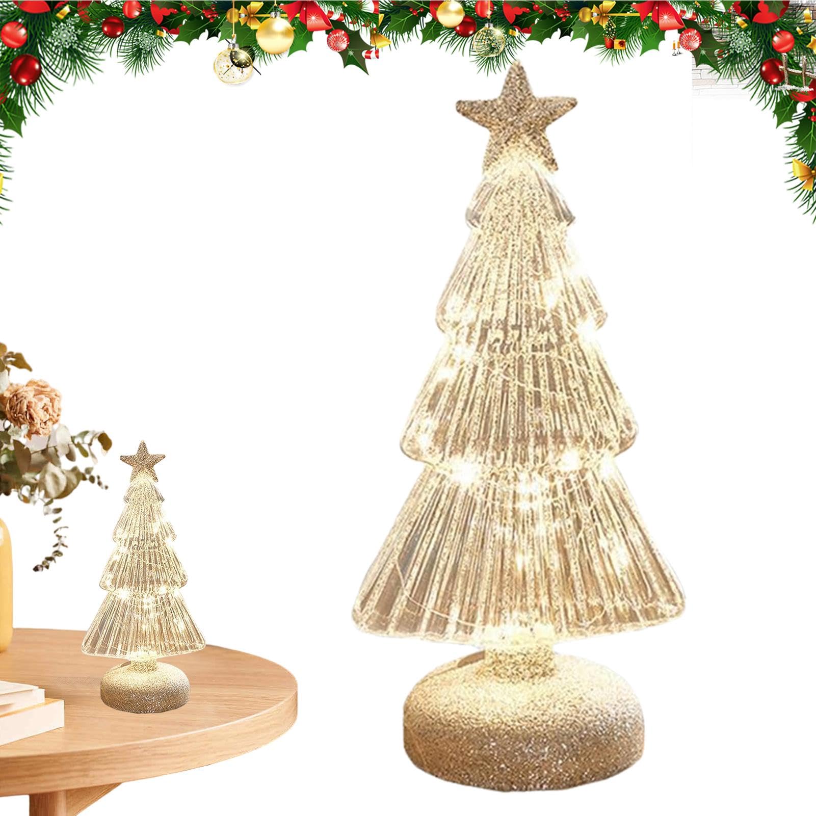 Amazon.co.jp: 卓上用ガラスクリスマスツリー | ライト付きガラス