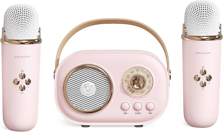 ポータブルスピーカー カラオケ 本体超軽量 ワイヤレスマイク2本付き