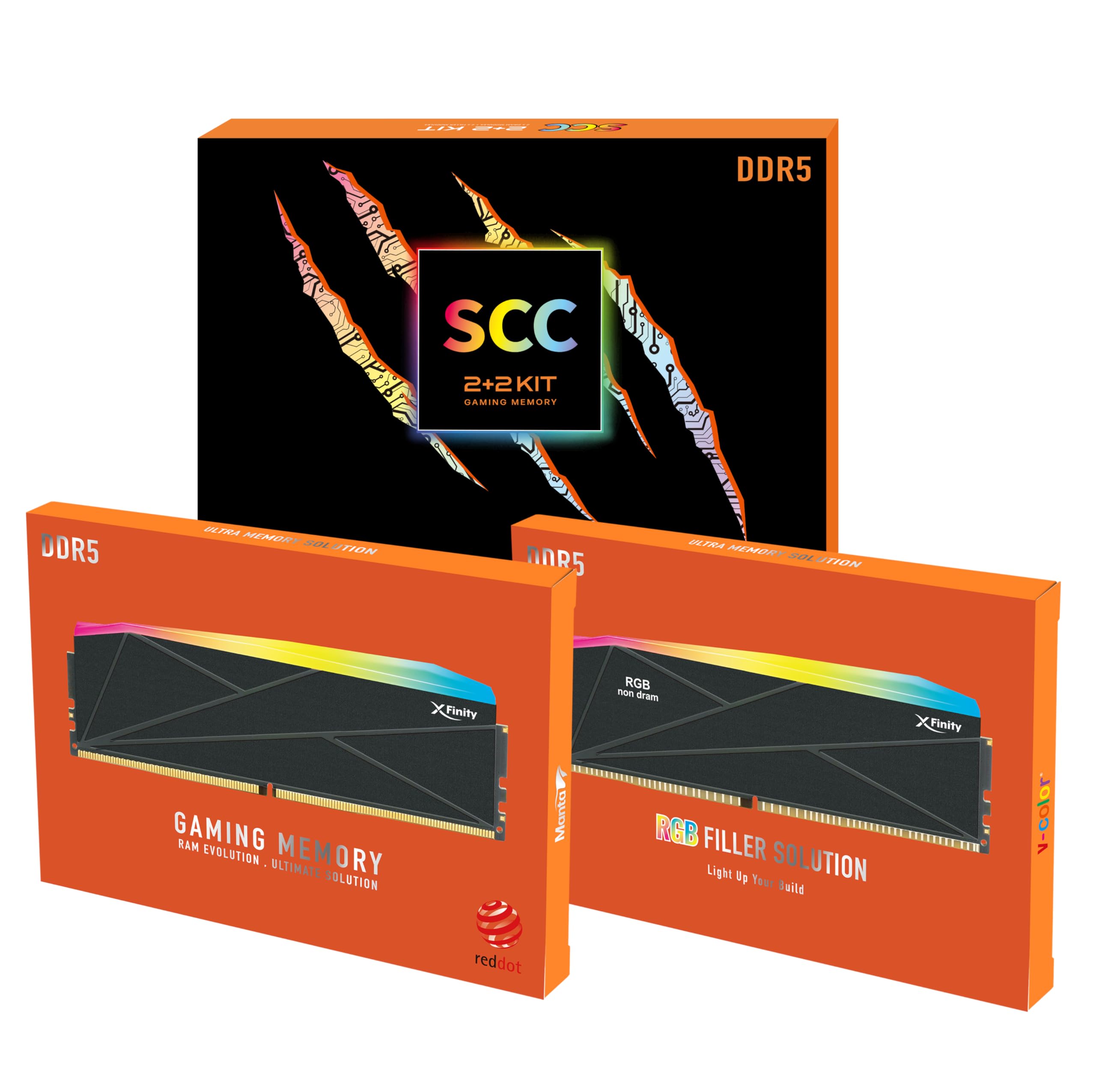 V-Color DDR5 SCC 2+2 KIT Manta XFinity 32GB(16GBx2) 8000MHz CUDIMM
