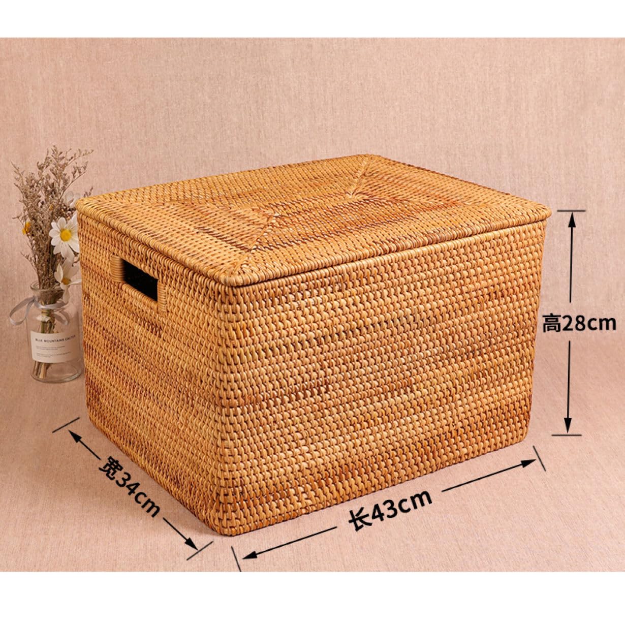 Amazon.co.jp: MJKQ9 収納ボックス かご 蓋付き ラタンバスケット 雑貨
