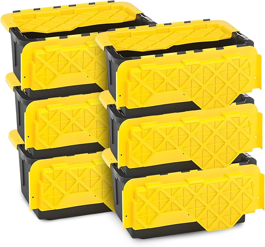 HOMZ 6-Pack Durabilt Tote, Heavy Duty Plastic Storage Bins with