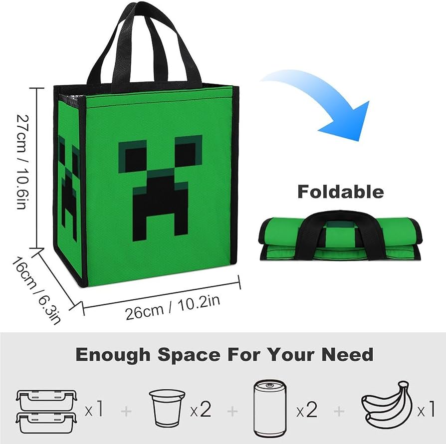 Amazon | マイクラランチバッグ 保冷 保温 折りたたみ 子供用 お弁当