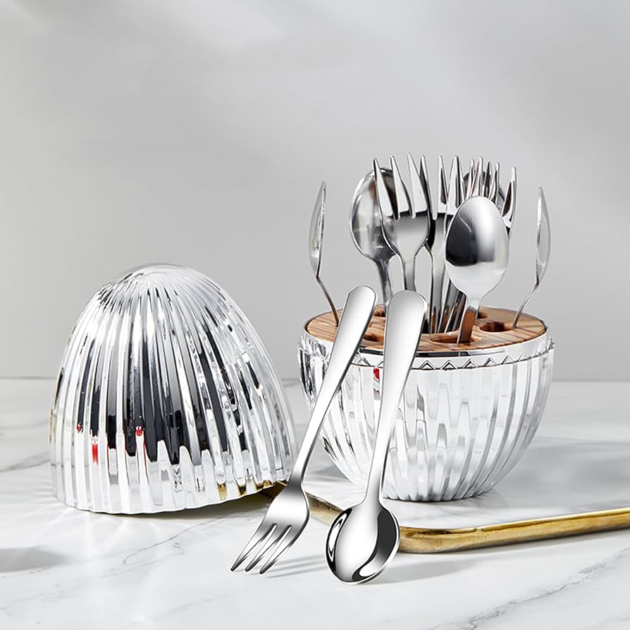 Amazon｜Musltaiy 卵型食器セット、12ピースステンレスナイフと