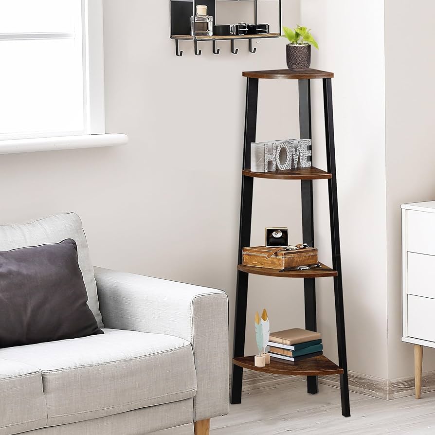 Amazon｜SUPER DEAL コーナーラック コーナーシェルフ 木製 三角