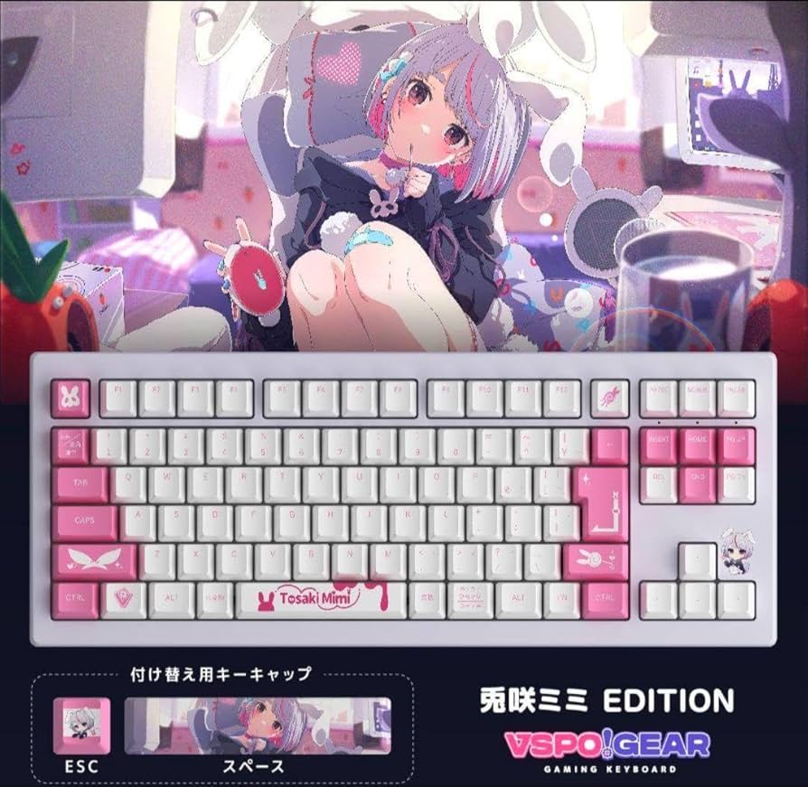 Amazon.co.jp: VSPO! GEAR ゲーミングキーボード 第1弾 兎咲ミミ ぶ
