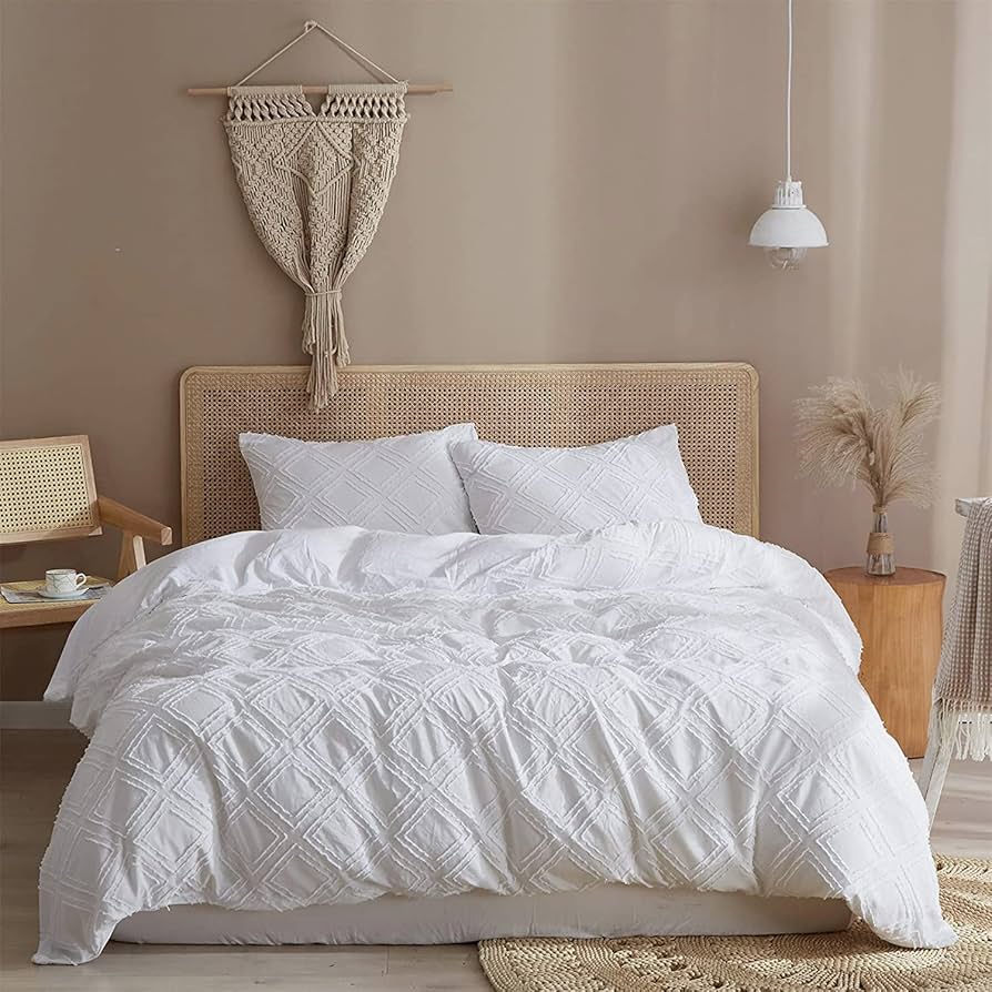 Amazon.co.jp: Forhomelife 布団カバー ダブル 4点セット ホワイト