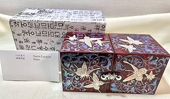 Amazon.co.jp: 極 韓国 螺鈿細工 螺鈿漆器 双子宝石箱ミニ ジュエリー