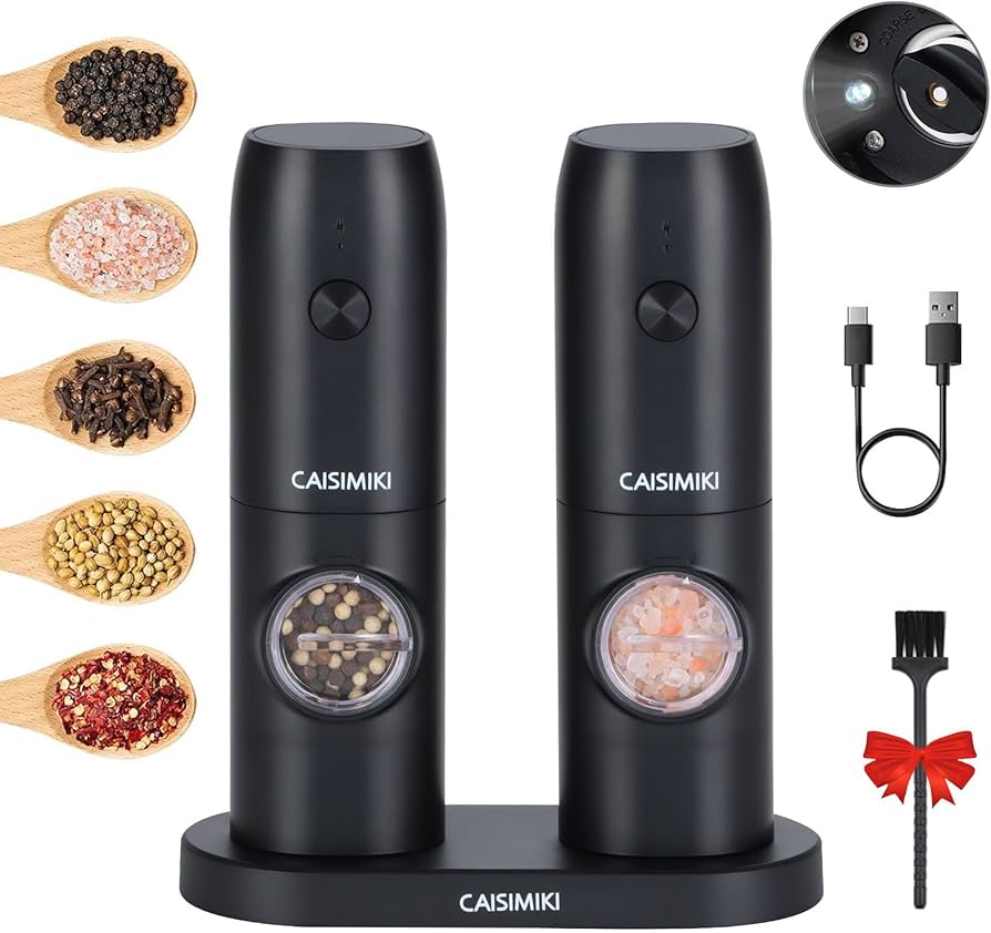 Amazon.co.jp: 電動塩コショウグラインダーセット ABS ブラック