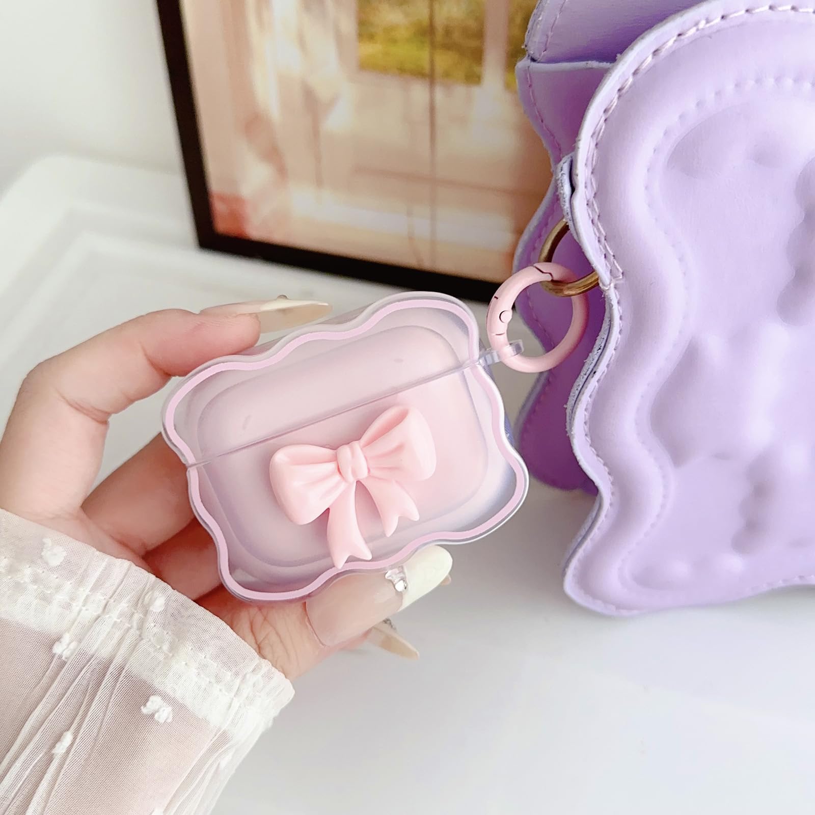 Amazon.com: Cute AirPods Pro 2/1 Gen Clear Case, Girly 3D Bow