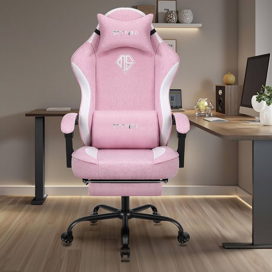 Amazon.co.jp: ゲーミングチェア、フットレスト付きPCチェア、通気性