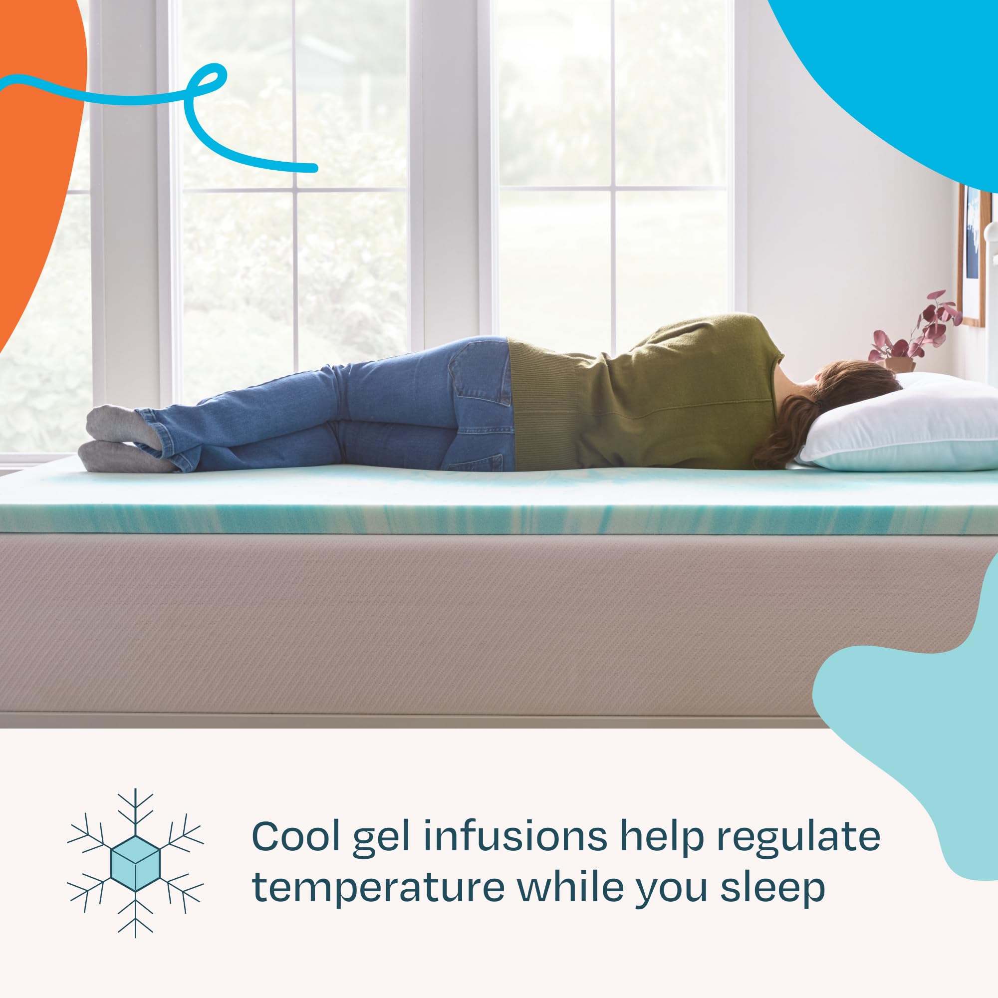 Amazon.com: Linenspa 2 Inch Swirl Gel Memory Foam Mattress Topper