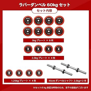 Amazon | IROTEC（アイロテック） ラバー ダンベル 60KG セット （片手