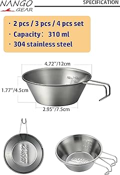 Amazon.com: NANGOGEAR Camping Sierra Cup 310ml 2pcs Set Food Grade