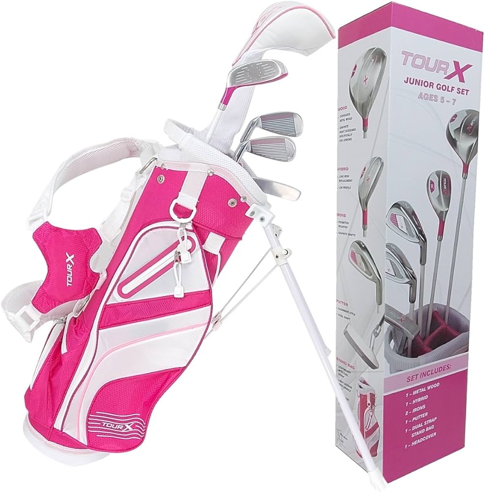 Amazon.co.jp: TOUR-X ピンクジュニア ゴルフセット サイズ ＃1 （5-7