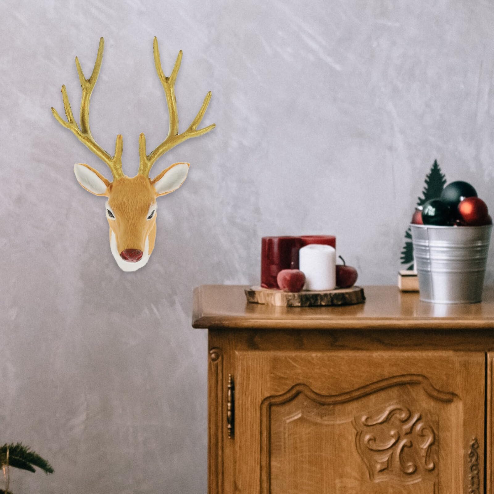 Amazon.co.jp: HOLIDYOYO 鹿 頭 枝角 壁 装飾 人工物 鹿 角 像 人工