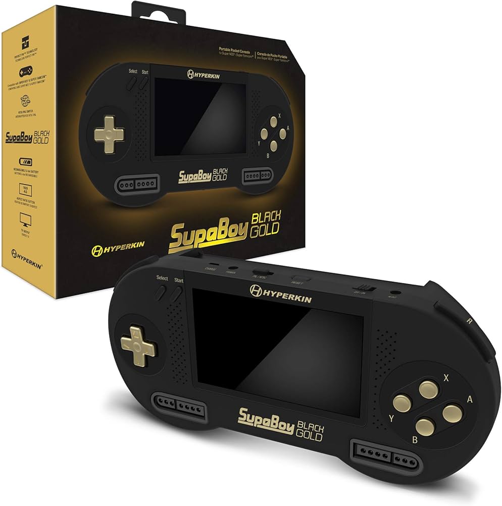 Hyperkin SupaBoy BlackGold Portable Pocket Console for Super NES