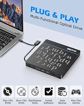 Amazon.com: Zacro 8-in-1 External CD DVD Drive for Laptop - Slim