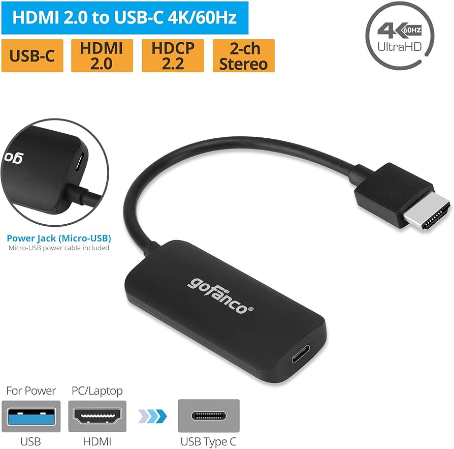 Amazon.co.jp: gofanco HDMI 2.0 - USB Cコンバーター (HDMI - USB-C