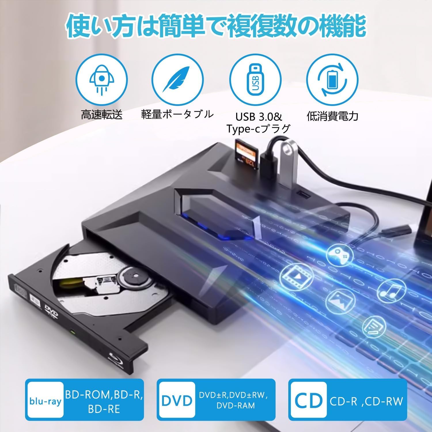 Amazon.co.jp: ブルーレイドライブ 外付け ブルーレイプレーヤー BD