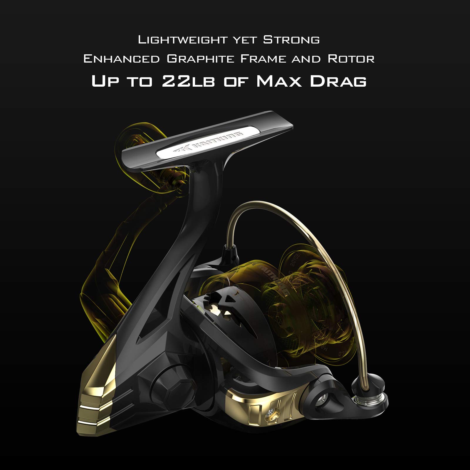 Amazon | KastKing Valiant Eagle Spinning Reels, Black Gold Fishing