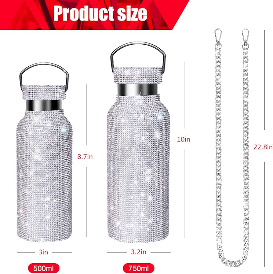 Amazon | ダイヤモンドウォーターボトル キラキラダイヤモンド魔法瓶