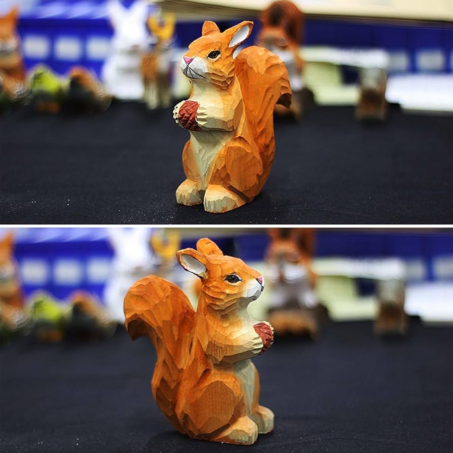 Amazon.co.jp: かわいい リスの置物 木彫り インテリア雑貨 りす 置物