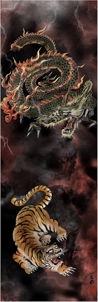 Amazon.co.jp: アートパネル（ファブリックパネル） 冥界龍虎図 アート