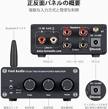 Amazon | Fosi Audio BT20A Bluetooth 5.0 パワーアンプ 2.0CH