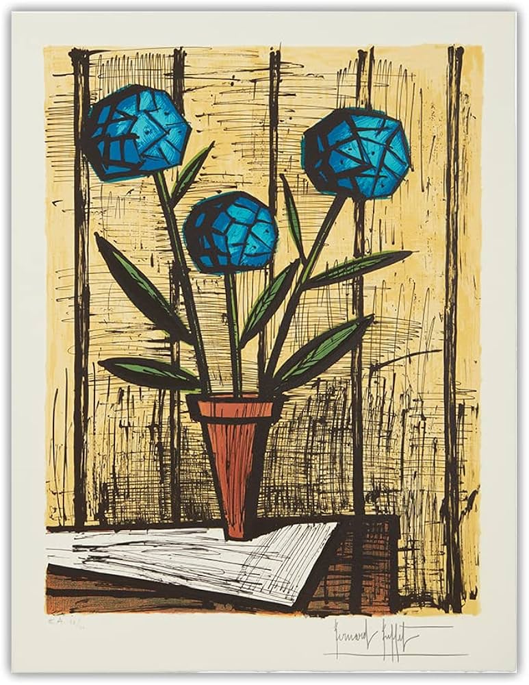 Amazon.co.jp: ベルナール・ビュッフェ ポスターと版画 抽象《青い花