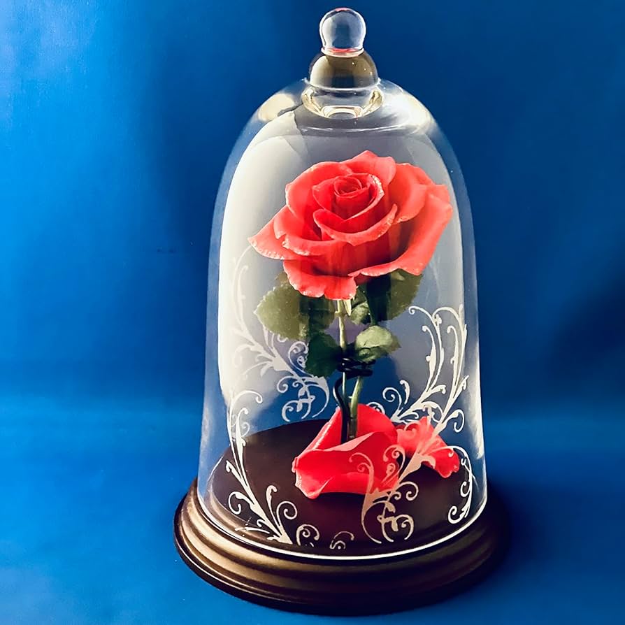 Amazon｜美女と野獣 バラ ガラスドーム 天然ダイヤ付き 真実の愛の
