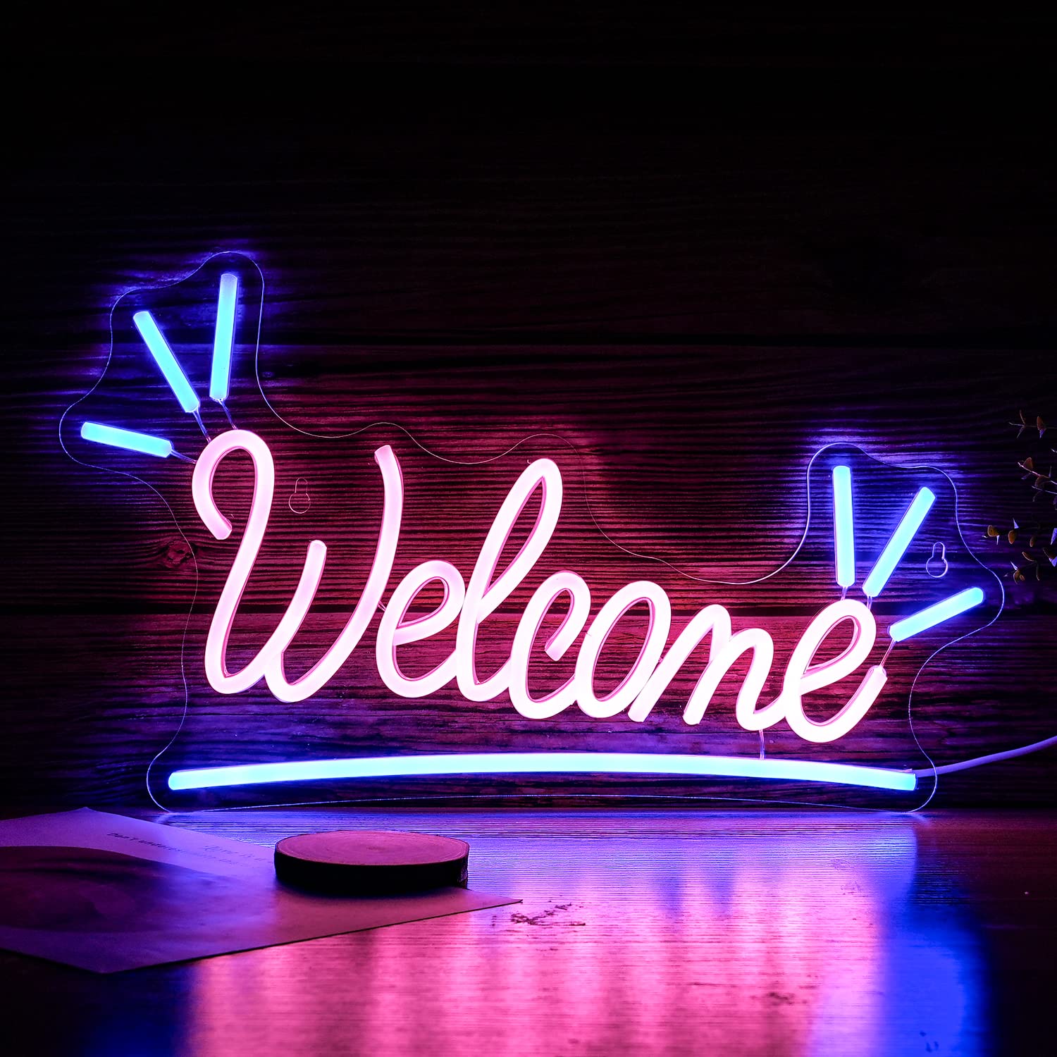 Amazon.co.jp: Welcomeネオンサイン 調光可能 ledネオン看板 USB