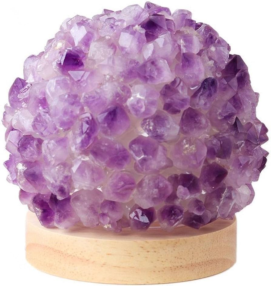 Amazon.co.jp : 天然水晶の原石 天然アメジストランプ - 木製ベースの