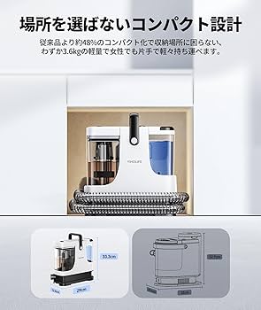 Amazon | 【コンパクトなのにパワフル】YINOLIFE カーペットクリーナー