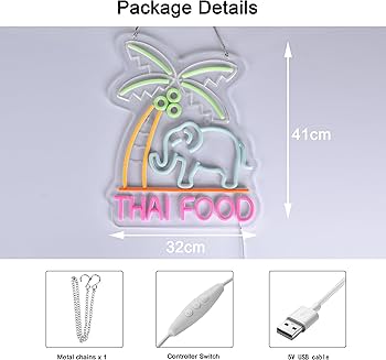 Amazon | JOMOBUTY THAI FOOR ネオンサイン 多階段調光可 LED タイ料理
