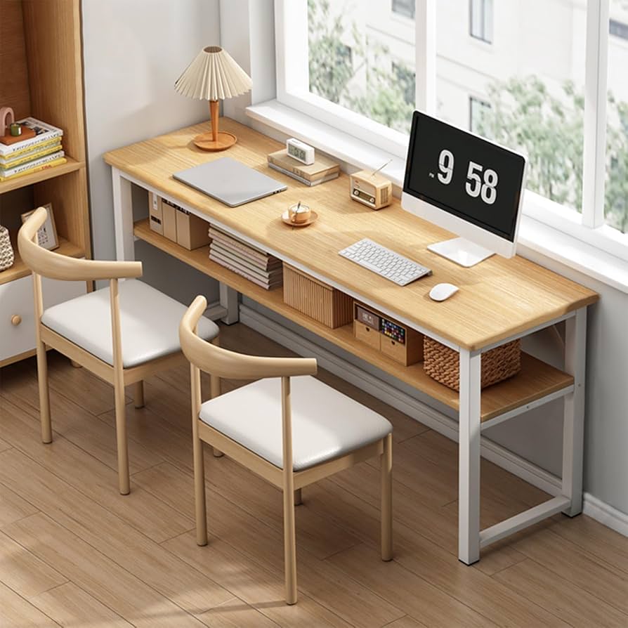 Amazon.co.jp: ホワイトフレーム+木製テーブル - 長机/デスク (幅120